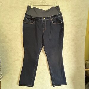 Studio Park Womens XL Maternity Jeans Dark Wash Over Belly Straight Leg Indigo
